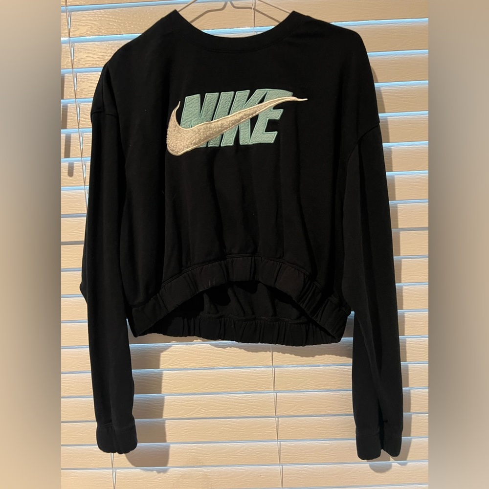 Nike Black Crop Top with White Logo